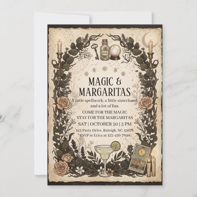 Invitation Soirée entre filles inspirée de Practical Magic (Devant)