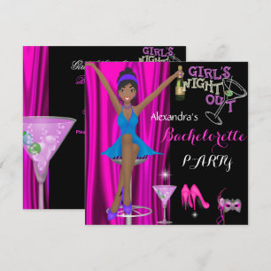 Invitation Soirée entre filles rose pour l'enterrement de vie