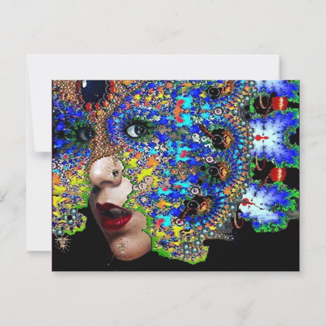 Invitation SOIREE EPHEMERE Mardi Gras Mascarade ,Bleu, Masque (Devant)