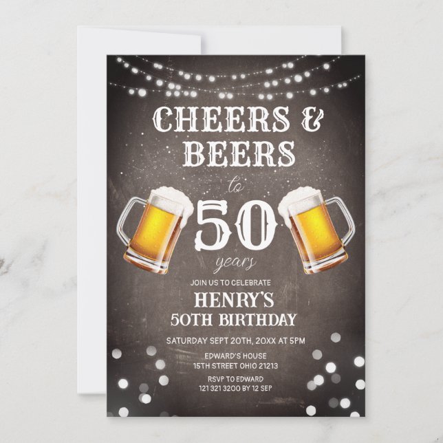 Invitation Soirée Et Bières Jusqu'À 50 Anniversaire Du Chalkb (Devant)