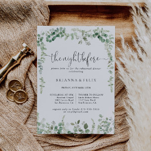 Invitation Soirée Eucalyptus Vert Avant Le Dîner De Répétitio