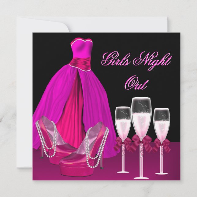 Invitation Soirée Filles Chaussures Roses Talons Hauts Champa (Devant)