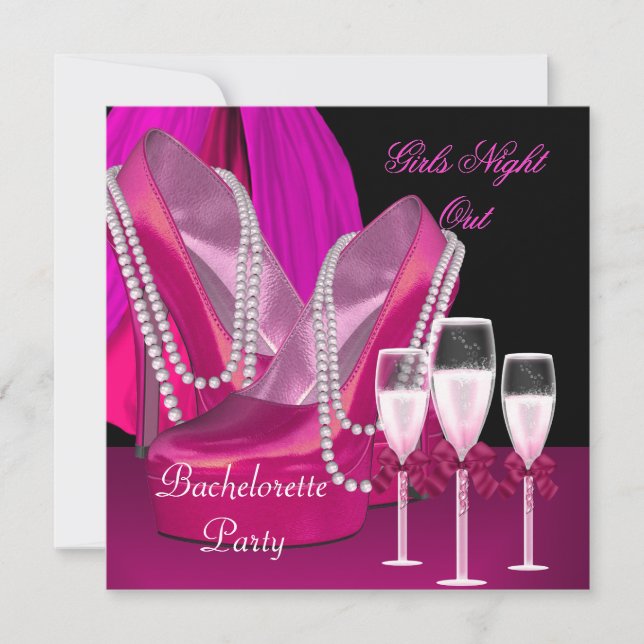 Invitation Soirée Filles Chaussures Roses Talons Hauts Champa (Devant)