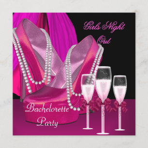 Invitation Soirée Filles Chaussures Roses Talons Hauts Champa