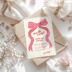 Invitation Soirée Filles Joyeuse Ruban Rouge et
