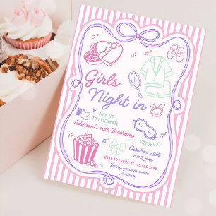 Invitation Soirée Filles Pyjama Fête Anniversaire Pré-Ados
