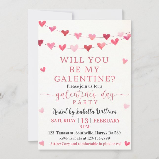Invitation Soirée Filles - Serez-vous ma Galentine's Day (Devant)