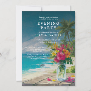 Invitation Soirée Florale de Plage Océanique Tropicale