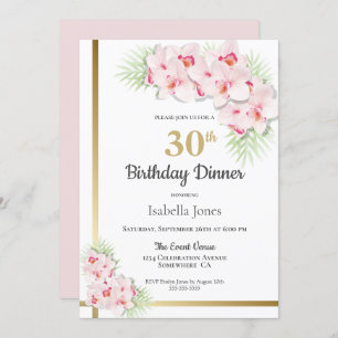 Invitation Soirée Florale rose et or 30e anniversaire