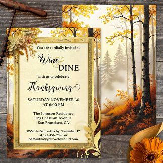 Invitation Soirée Gold Thanksgiving Elégante