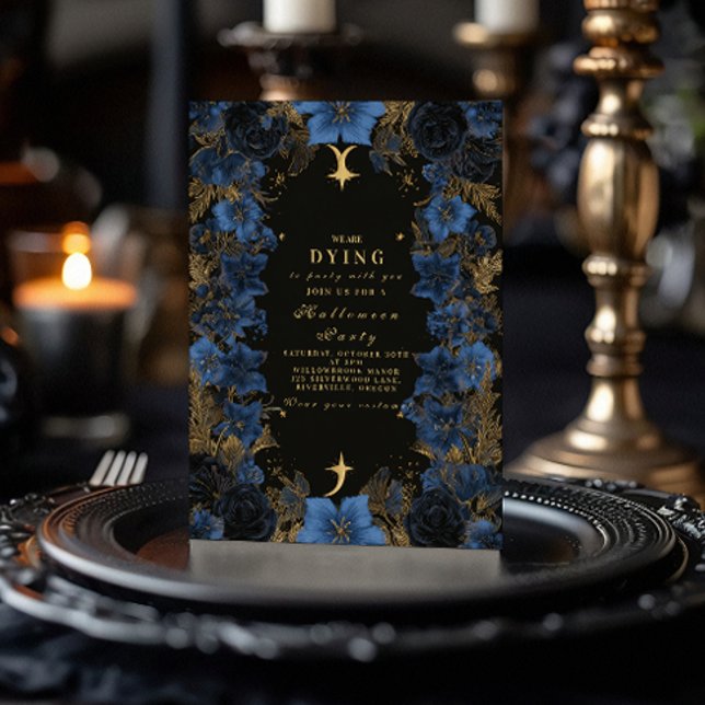 Invitation Soirée gothique Halloween bleu minuit (Créateur téléchargé)