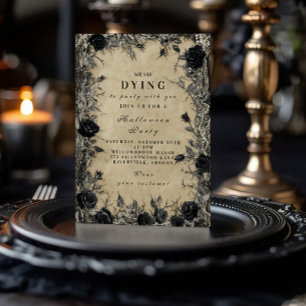 Invitation Soirée gothique Rose noir Halloween