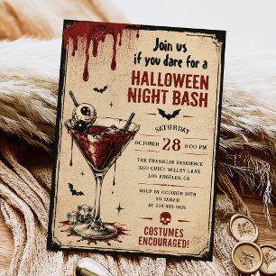 Invitation Soirée Halloween Adulte Cocktails Vintage