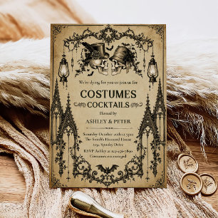 Invitation Soirée Halloween Adulte Crâne Gothique Vintage