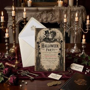 Invitation Soirée Halloween Adulte Crâne Gothique Vintage