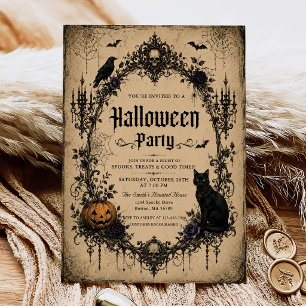 Invitation Soirée Halloween Adulte Crâne Vintage