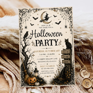 Invitation Soirée Halloween Adulte Crâne Vintage