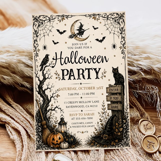 Invitation Soirée Halloween Adulte Crâne Vintage (Créateur téléchargé)