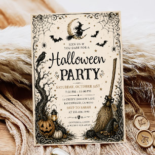 Invitation Soirée Halloween Adulte Crâne Vintage