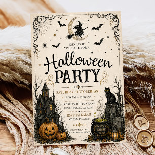 Invitation Soirée Halloween Adulte Crâne Vintage