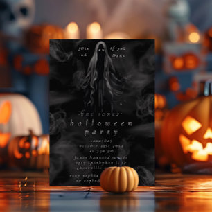 Invitation Soirée Halloween Adulte Gothique Fantôme Noir Épou