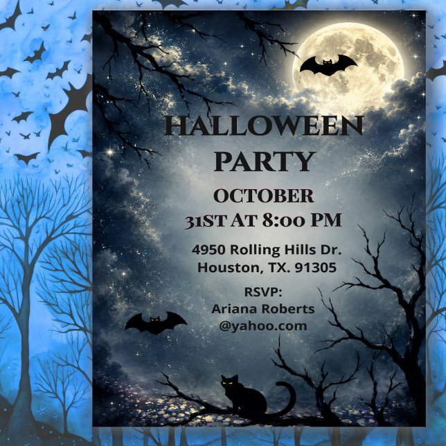 Invitation Soirée Halloween au Clair de Lune (Créateur téléchargé)