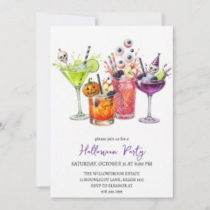 Invitation Soirée halloween cocktail effrayante