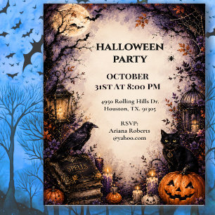 Invitation Soirée Halloween Corbeau Ensorcelé