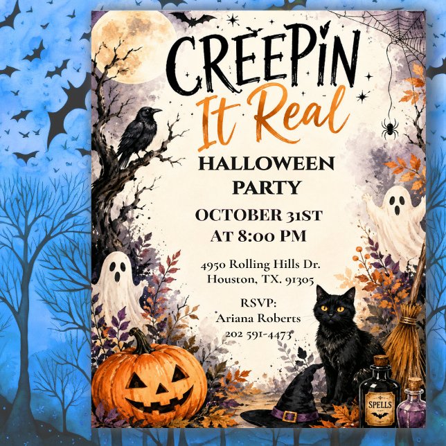 Invitation Soirée Halloween "Creepin' It Real" (Créateur téléchargé)