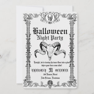 Invitation Soirée Halloween Danse de Crâne Gothique Rétro