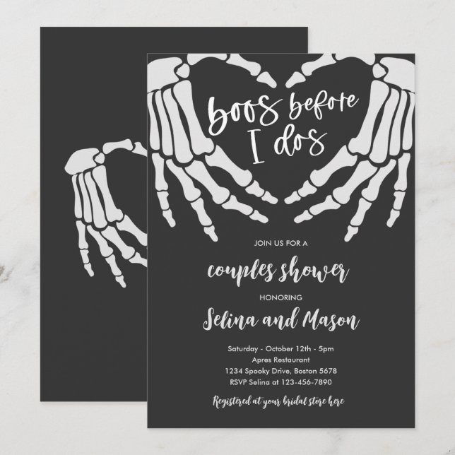 Invitation Soirée Halloween d'avant mes vœux de couple (Devant / Derrière)