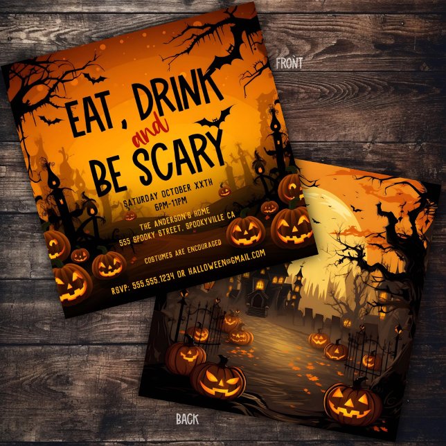Invitation Soirée Halloween effrayante (Créateur téléchargé)
