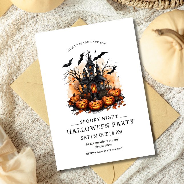 Invitation Soirée Halloween effrayante Maison hantée Citrouil (Créateur téléchargé)