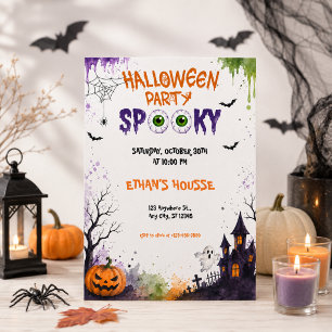 Invitation Soirée Halloween effrayante, plaisir monstrueux po