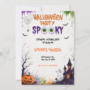 Invitation Soirée Halloween effrayante, plaisir monstrueux po