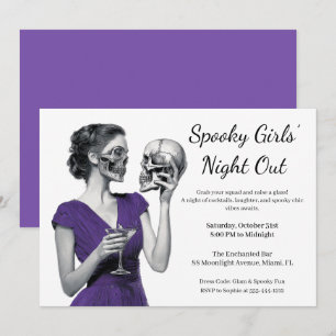 Invitation Soirée Halloween entre filles   Fête de cocktails 