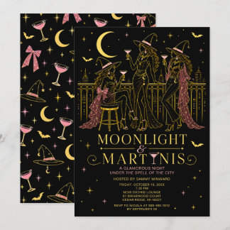 Invitation Soirée Halloween Filles au Clair de Lune et Martin