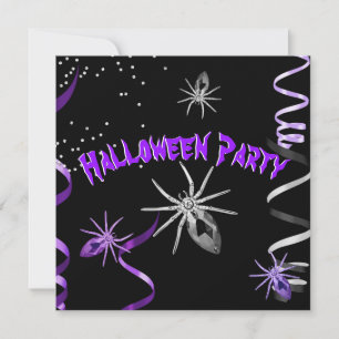Invitation Soirée Halloween Gothique Araignée Violet Noir