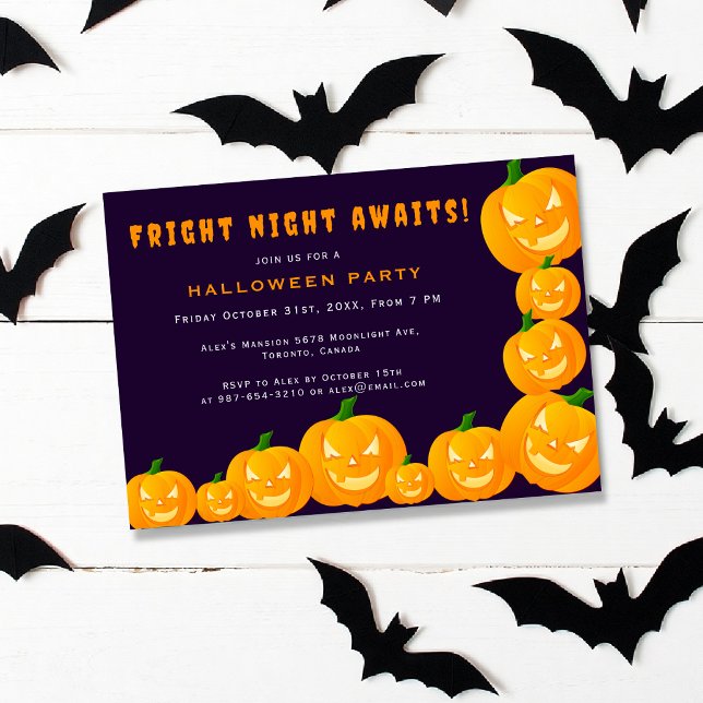 Invitation Soirée Halloween Jack o' lantern Violet et Orange (Créateur téléchargé)