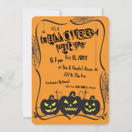 Invitation Soirée Halloween Jack O' Lanterns & Araignées