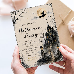 Invitation Soirée Halloween Maison Hantée Gothique Vintage