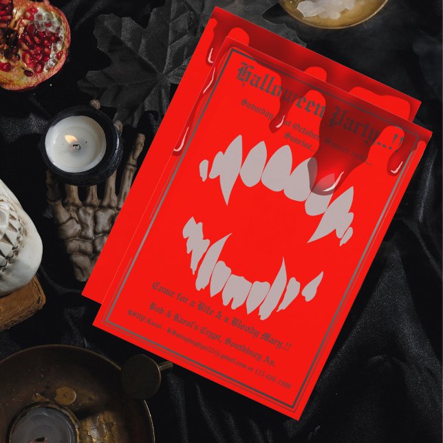 Invitation Soirée Halloween morsure de vampire (Vampire Bite Halloween Party Invite)