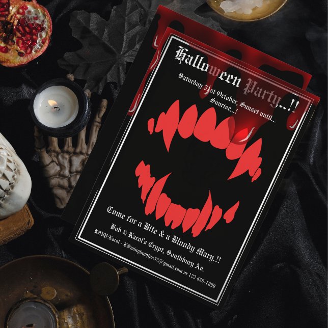 Invitation Soirée Halloween Morsure des Vampires (Vampires Bite Halloween Party Invitation)