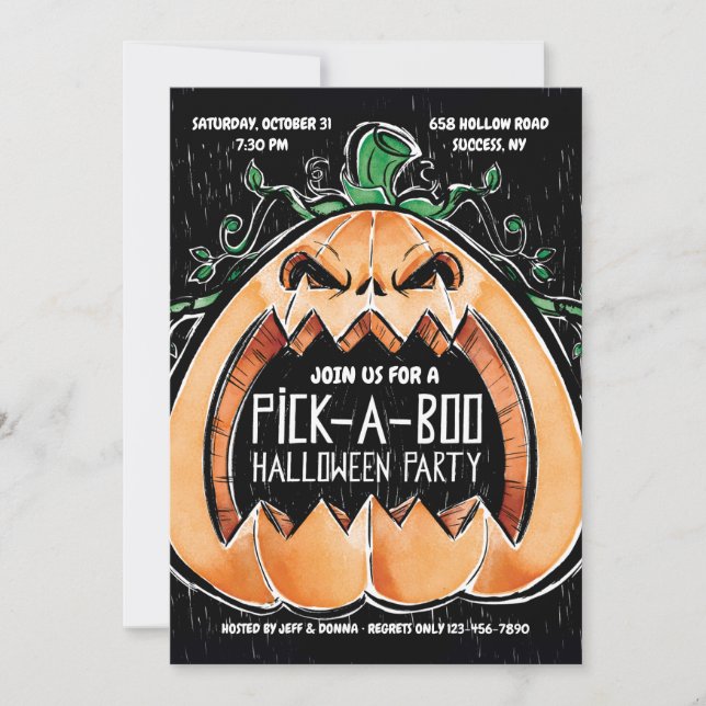 Invitation Soirée Halloween Pick-A-Boo (Devant)