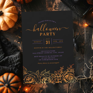 Invitation Soirée Halloween Rose Orange
