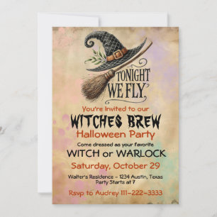 Invitation Soirée Halloween Sorcière ou Sorcier Spooky Boo