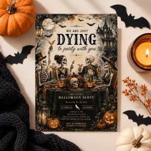 Invitation Soirée Halloween squelette Gothique Dîner Vintage