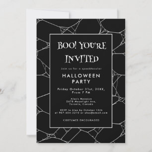 Invitation Soirée Halloween Toile d'Araignée Effrayante Noir 