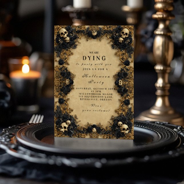Invitation Soirée Hantée Gothique Ornée Vintage (Créateur téléchargé)