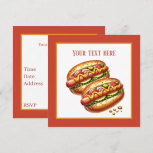 Invitation Soirée hot-dog grillée mignonne